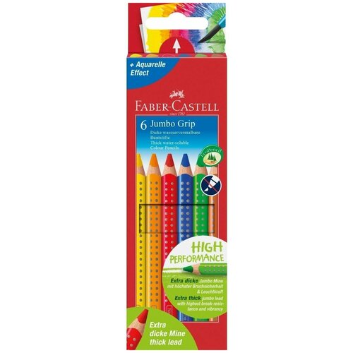 Faber-Castell Цветные карандаши Jumbo Grip 6 цветов (110906), 6 шт. цветные карандаши faber castell набор цвет карандашей neon faber castell jumbo grip 5цв