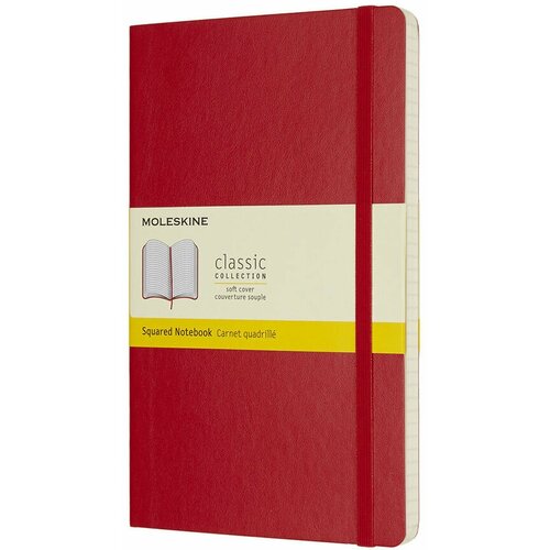 Блокнот Moleskine Classic Soft, 192стр, в клеточку, мягкая обложка, красный [qp617f2]