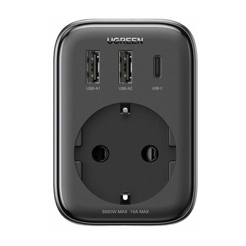 Сетевое зарядное устройство UGREEN CD314 (90613) DigiNest Outlet Extender (1 AC outlets + 30W 2A1C). Цвет: черный сетевое зарядное устройство ugreen cd270 100 вт серый космос