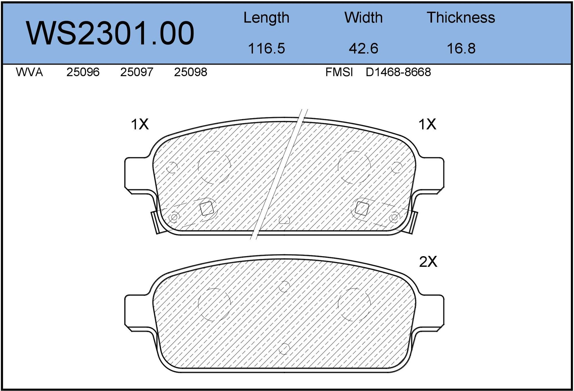 Колодки тормозные дисковые зад JEENICE WS2301.00