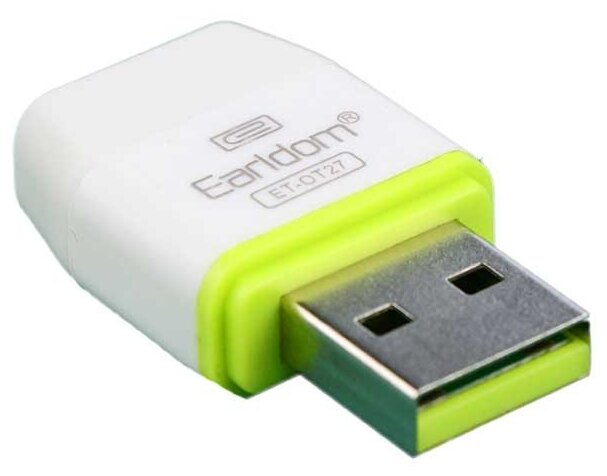 Кардридер Earldom для microSD, ET-OT27, USB 2.0, пластик, цвет: белый, с чёрной полосой