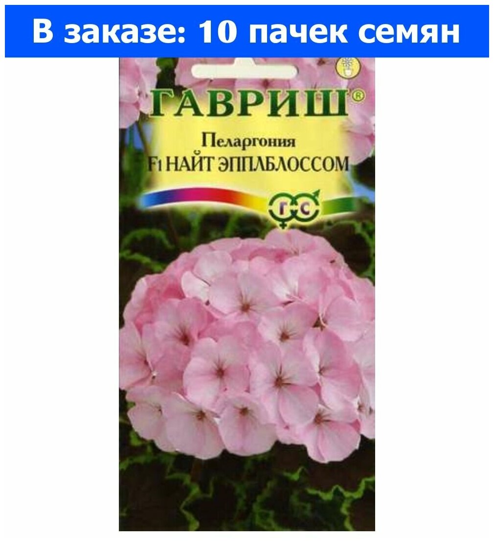 Семена 10 упаковок! Пеларгония Найт Эплблоссом F1 зональная 4шт Комн 35см (Гавриш)