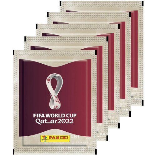 5 пакетиков наклеек Panini FIFA World Cup Qatar 2022 серебряные (25 наклеек) 10 пакетиков наклеек с металлической коробочкой panini чемпионат мира по футболу fifa 2018 версия на 670 наклеек