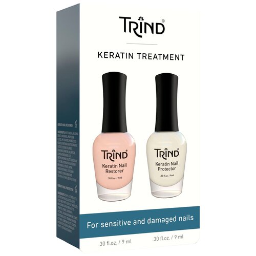 Trind Набор Keratin Nail Restorer & Keratin Nail Protector, 2 мл trind лак nail repair natural 9 мл