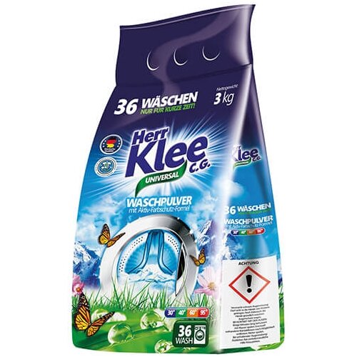 Стиральный порошок Herr Klee Universal, 3000 г, 3 л, для белых и светлых тканей, для цветных тканей