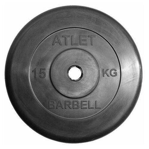 фото Диск обрезиненный черный mb barbell atlet d-31 15кг