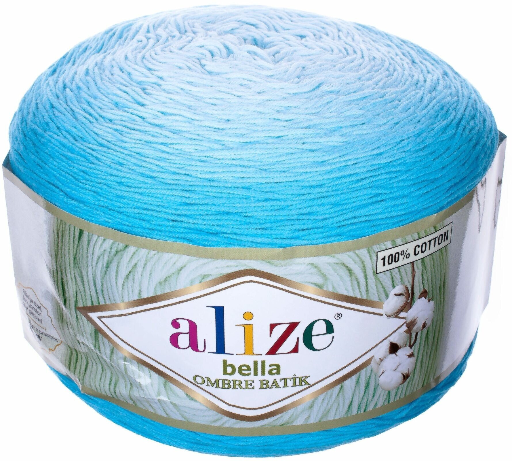 Пряжа Alize Bella ombre Batik бирюзовый (7409), 100%хлопок, 900м, 250г, 1шт