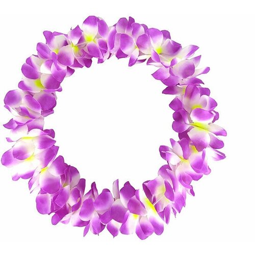 Гавайское ожерелье Пышное, цвет желто-бело-фиолетовый ожерелье гавайское двухцветное цвет бело розовый