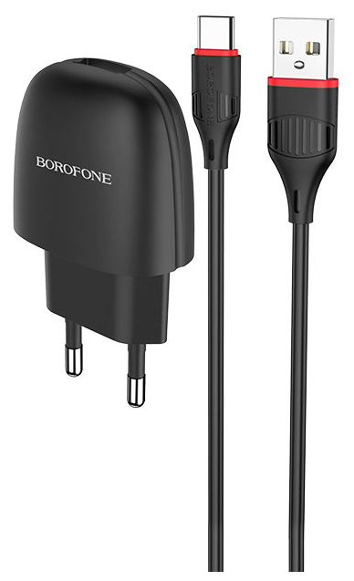Сетевой адаптер питания Borofone BA49A Vast Power Black зарядка 2.1А 1 USB-порт + кабель USB-C, черный