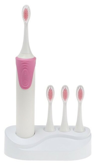 Luazon Home Электрическая зубная щётка Luazon LP-009, вибрационная, 8500 дв/мин, 4 насадки, 2хАА,розовая - фотография № 1