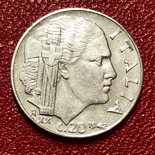 Монета Италия 20 Чентезимо 1942 год #2-5 клуб нумизмат монета 2 чентезимо италии 1900 года медь умберто i