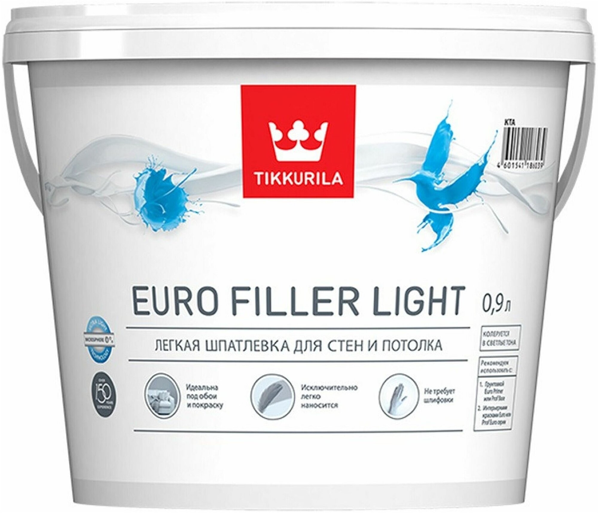 Шпатлевка финишная акриловая Tikkurila Euro Filler Light белая 0,9л