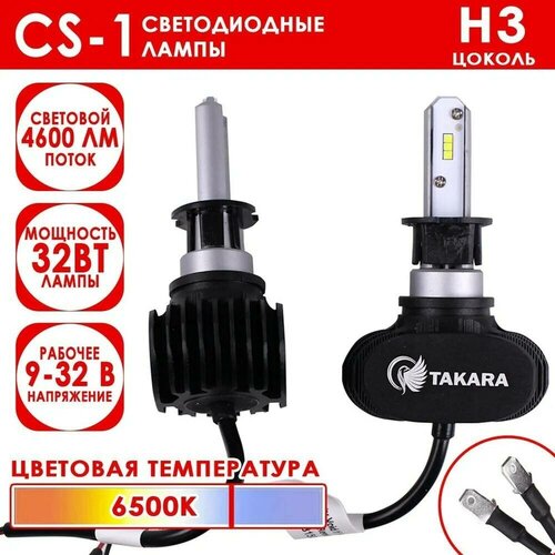 Светодиодные лампы Takara CS-1 цоколь H3, 6500K, 32W (2 Шт)