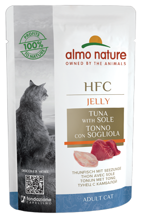 Almo Nature Паучи Тунец и Камбала в Желе для кошек (HFC - Jelly - with Tuna and Sole) 5041, 0,055 кг (10 шт)