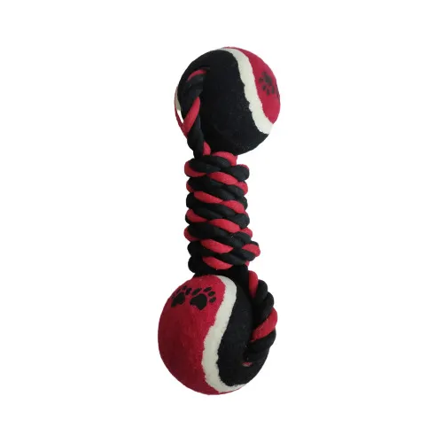 Игрушка для собак верёвочный канат с 2 мячами 20 см