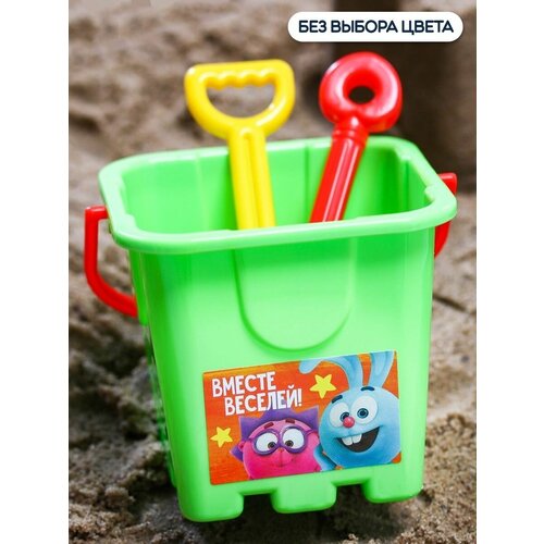 фото Набор игрушек для песочницы смешарики, ведёрко, лопатка, грабельки, цвет в ассортименте