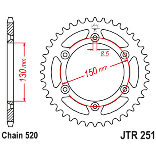 Звезда задняя (ведомая),(сталь) JT 251.49SC