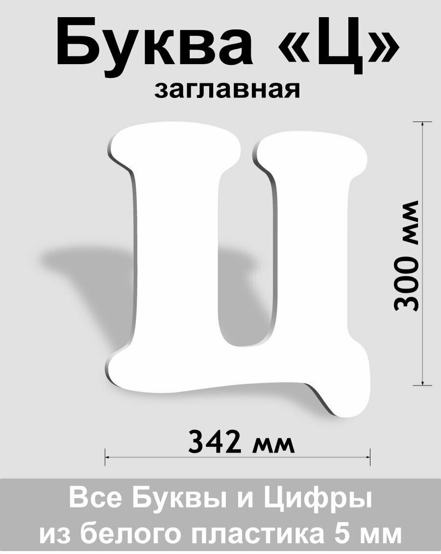 Заглавная буква Ц белый пластик шрифт Cooper 300 мм, вывеска, Indoor-ad