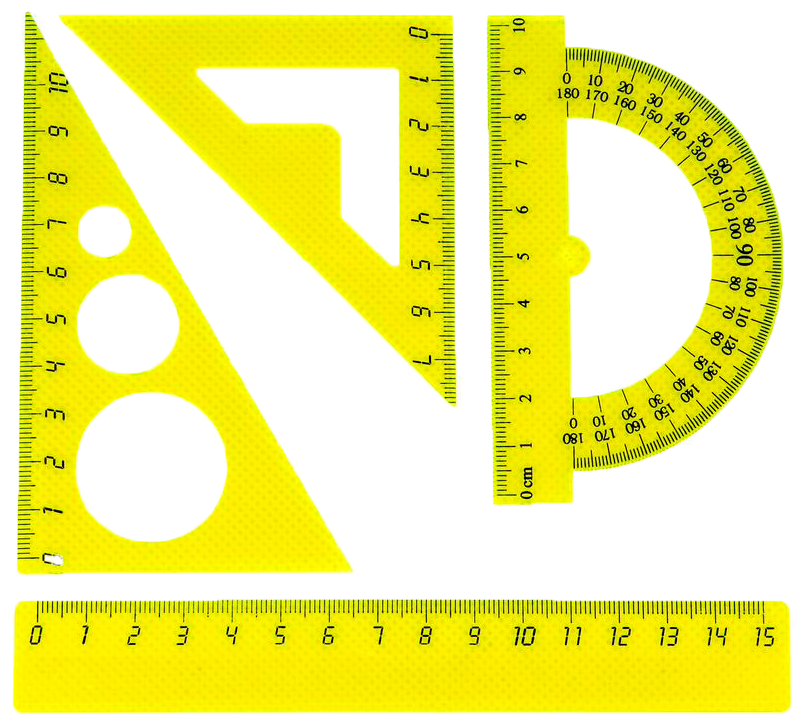 Набор чертежный 15 см №1 School пластиковая цвета в ассортименте малый набор (4 предмета в наборе) (линейка 15 см, угольники 10 см и 7см, транспортир 10см)