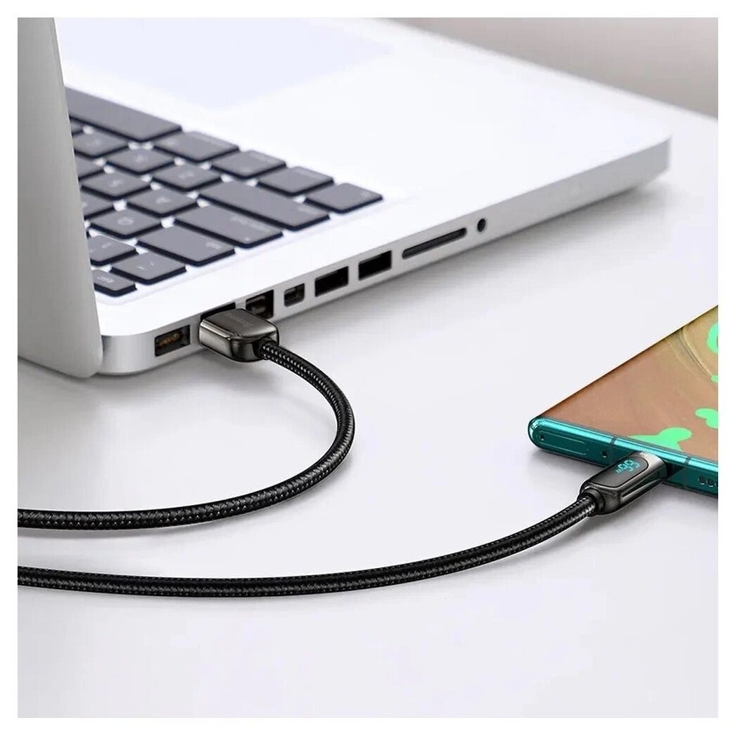 Кабель интерфейсный Baseus USB Type-A 2.0 (m) - USB Type-C (m), Fast Charging, 66W, 1 м, черный - фото №4
