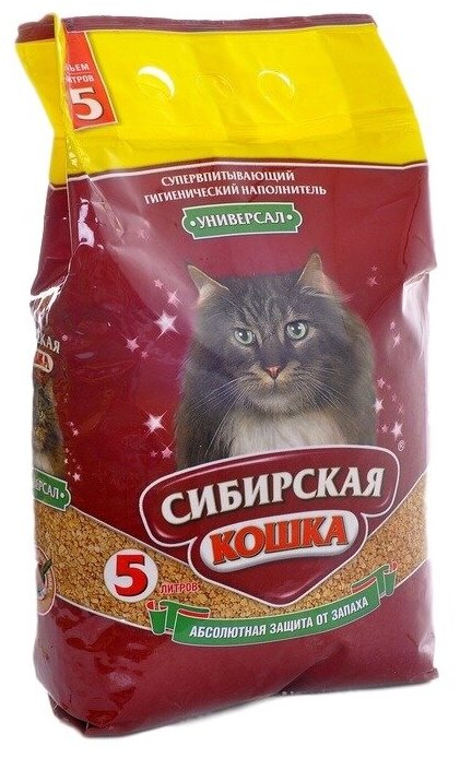 Наполнитель сибирская кошка впитывающий цеолитовый для кошек Универсал (5 л)