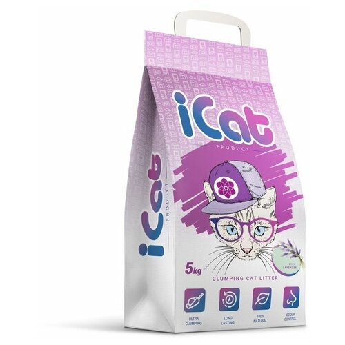 iCAT Комкующийся наполнитель с ароматом лаванда 5 кг