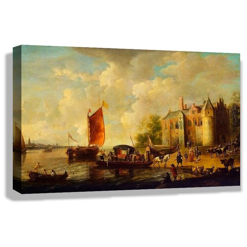 фото Картина 50x30 см на холсте петер ван де вельде - замок на берегу реки drabs