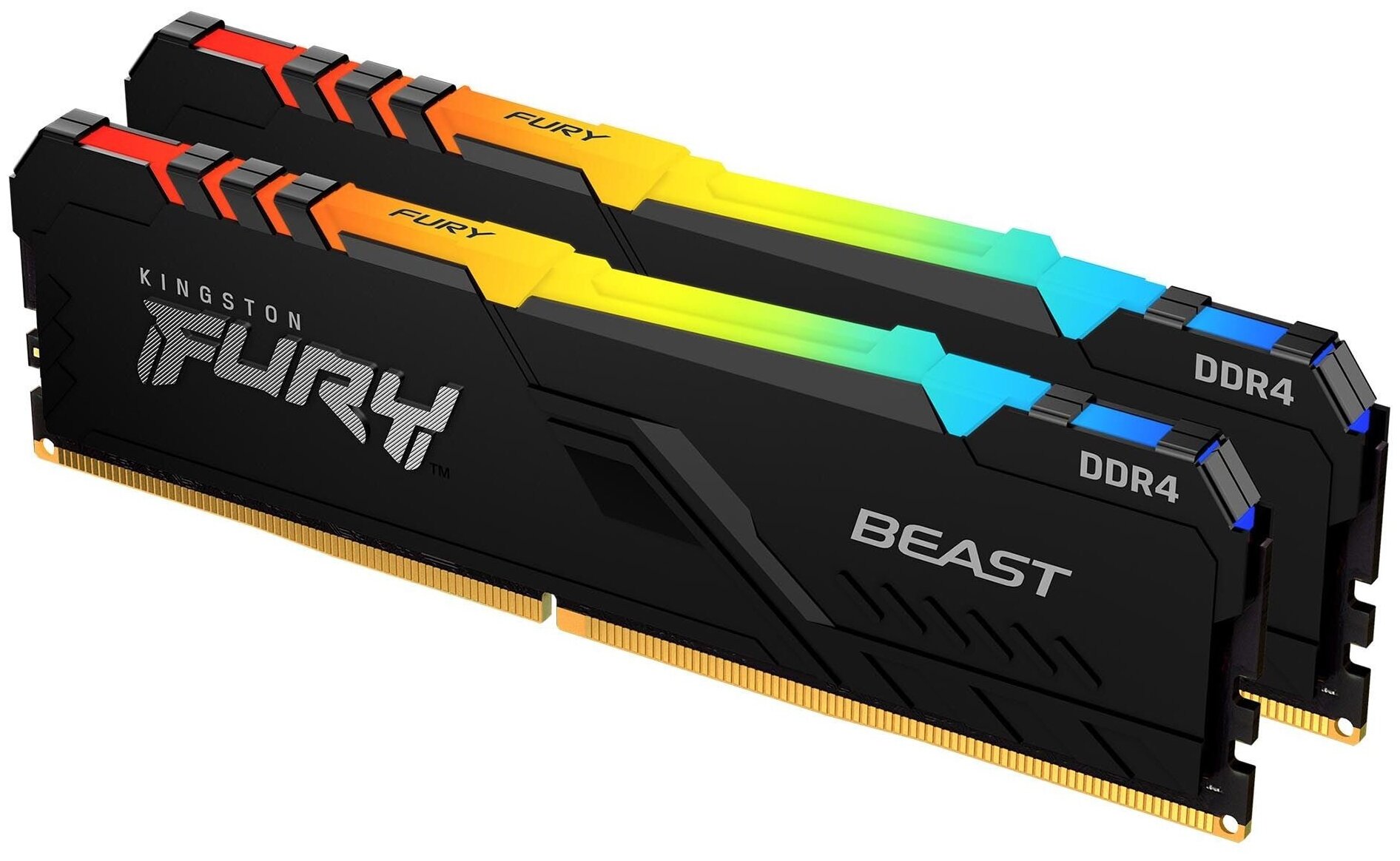 Память оперативная/ Kingston 32GB 3200MT/s DDR4 CL16 DIMM (Kit of 2) 1Gx8 FURY Beast RGB