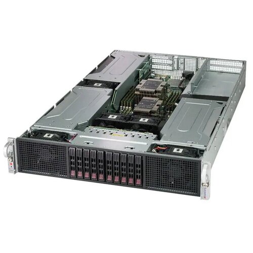 Платформа системного блока SuperMicro Barebone 2U 2x3647 10x2.5 HS SATA3 (2xNVMe), 16xDDR4, 6x16 PCI-E DW, 1x8 (LP), SIOM, GPU, 2x2000W