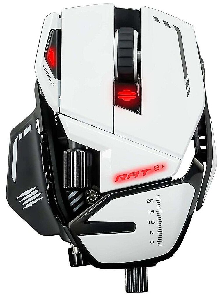 Mad Catz R.A.T. 8+ (PMW3389) white мышь игровая omron, usb, 11 кнопок, 16000 dpi, rgb подсветка