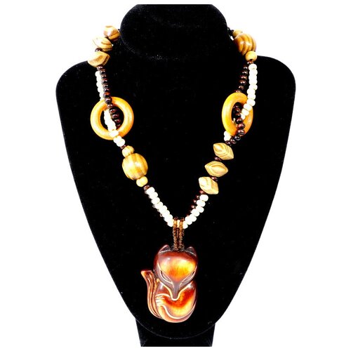 Ожерелье на шею длинное, чокер деревянный