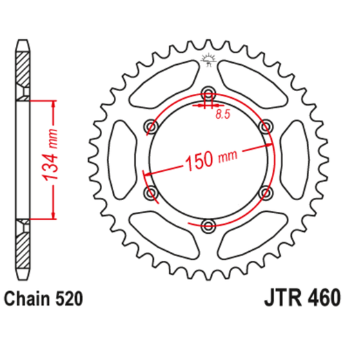 Звезда задняя (ведомая),(сталь) JT 460.43