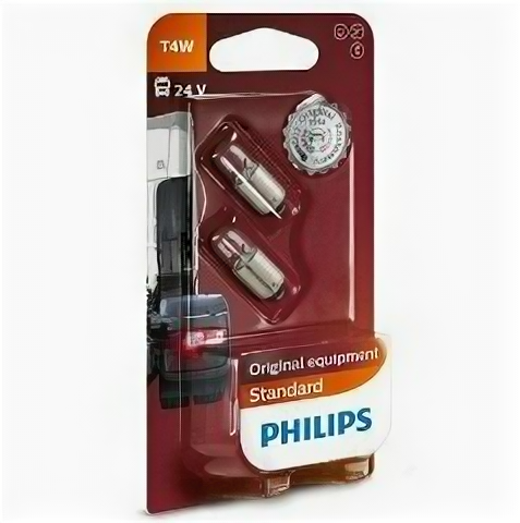 Лампа накаливания T4W 24V 4W BA9s блистер (2 шт.) B2 Philips 13929B2 - фотография № 3