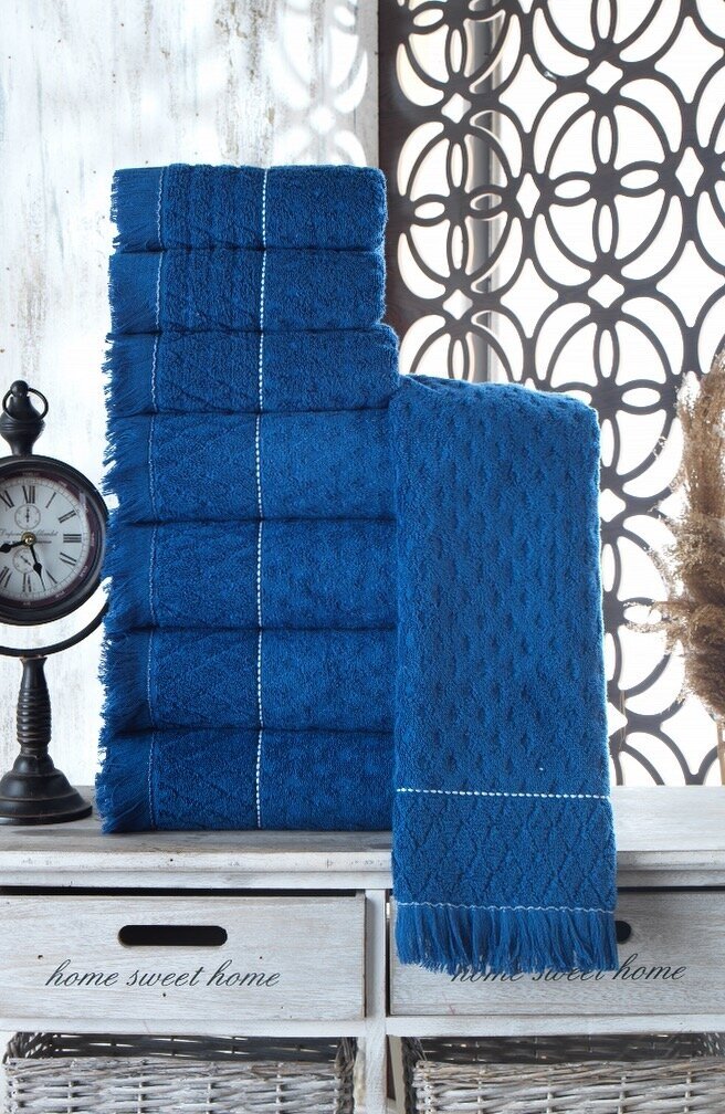 Комплект полотенце банное махровое 70х140 и 50х90 см, PATRIK SAYLI (синий) FORTUNE - фотография № 6