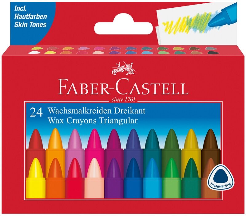 Мелки восковые Faber-Castell, 24 цв, трехгранные