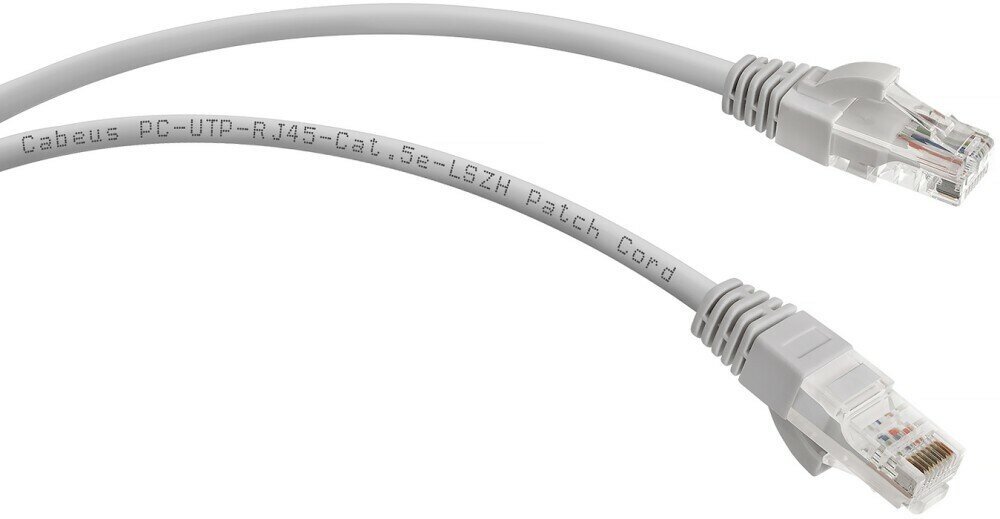 Патч-корд Cabeus 5м (PC-UTP-RJ45-CAT.5E-5M-LSZH)