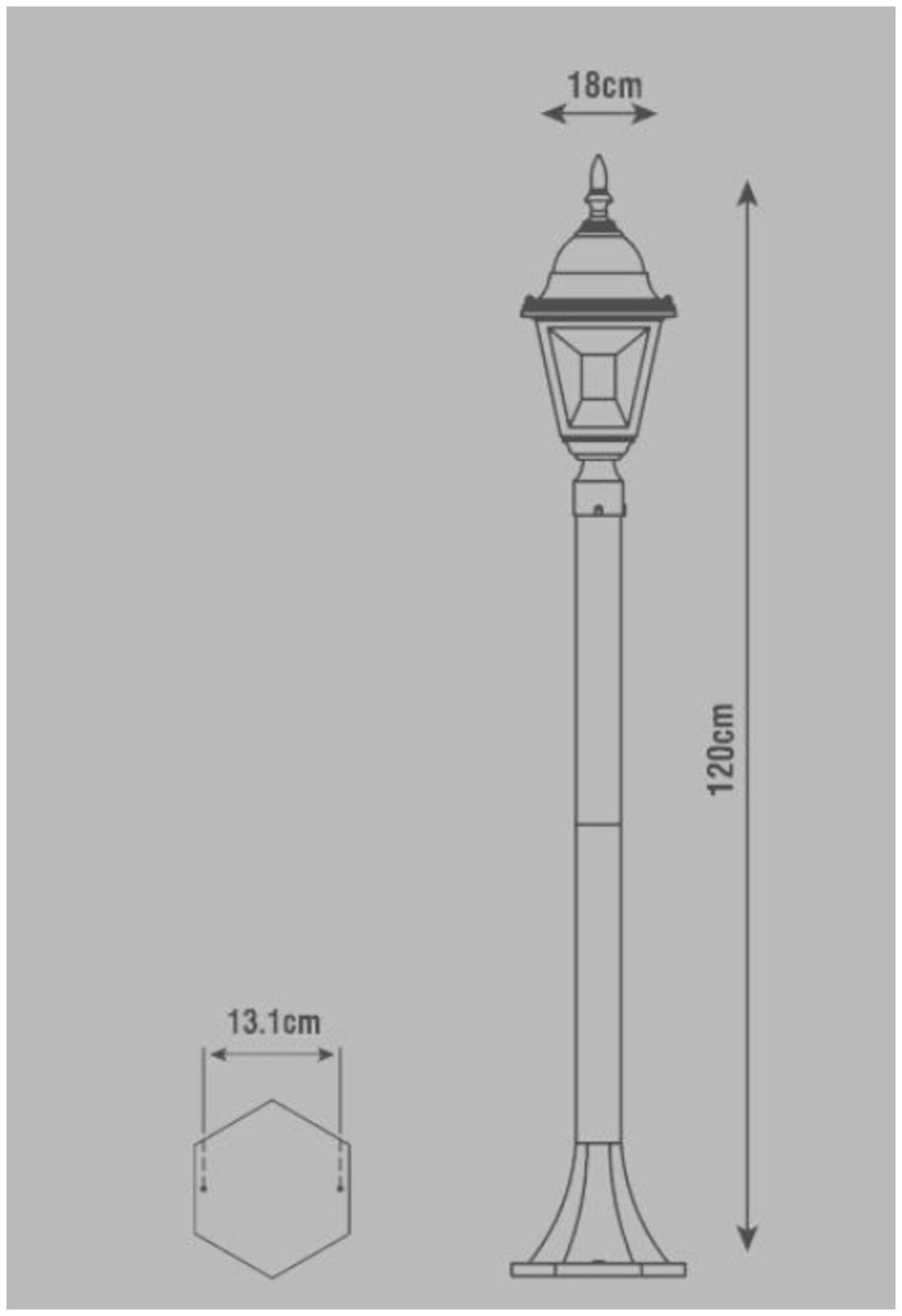 Столб уличный Inspire Chester 1xE27х100 Вт, 1,2 м, декоративное стекло, IP44 - фото №4