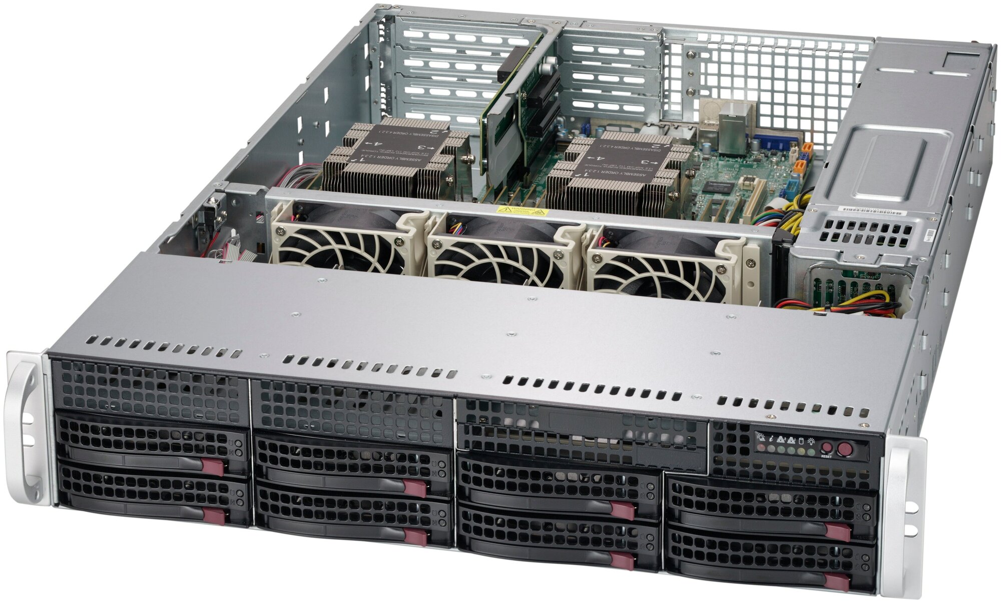 Сервер Supermicro SuperServer 6029P-WTR без процессора/без накопителей/количество отсеков 3.5" hot swap: 8/1000 Вт/LAN 1 Гбит/c