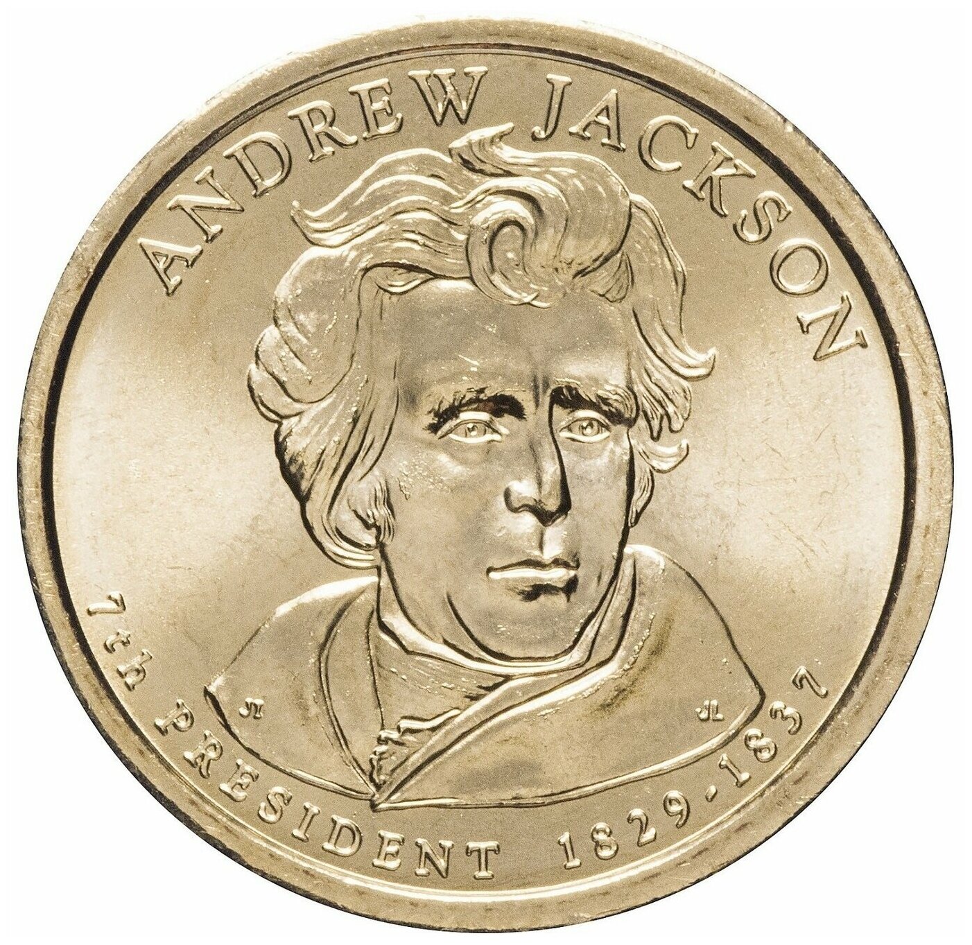 Монета 1 доллар Эндрю Джексон. Президенты. США. D, 2008 г. в. Состояние UNC (из мешка)