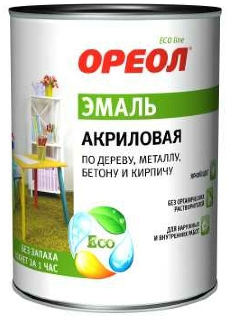 Эмаль акриловая Ореол серая матовая 1,9 кг