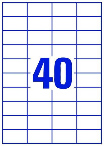 Этикетки Europe100 A4 52.5x29.7мм 40шт на листе/70г/м2/18л./белый матовое самоклей. универ - фото №2