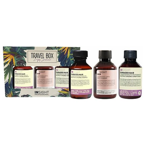 INSIGHT PROFESSIONAL Набор TRAVEL BOX DAMAGED HAIR для волос, 100/100/100 мл insight damaged hair реструктурирующий спрей для волос 100 г 100 мл спрей