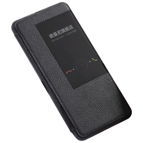 фото Чехол-книжка mypads для huawei mate 20 pro / mate 20 rs 6.39 цвет черный кожаный с окошком для входящих вызовов
