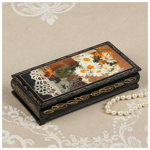 Шкатулка - купюрница «Герберы в вазе», 8,5×17 см, лаковая миниатюра В наборе1шт.