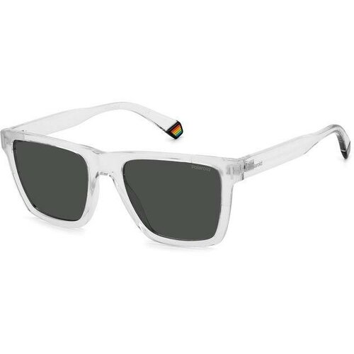 Солнцезащитные очки Polaroid, квадратные, оправа: пластик, для мужчин, черный