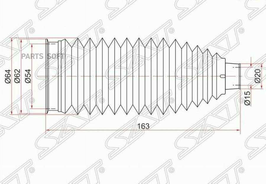 Пыльник рулевой рейки Sat ST-45535-33050 Toyota: 45535-33050