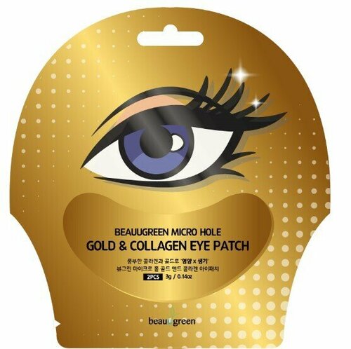 Маска-патч Beauugreen, Micro Hole Gold & Collagen Eye, восстанавливающие, 2 шт