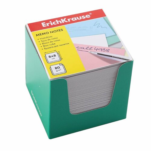 Блок для записей 8*8*8 см, куб, не склеенный, белый, подставка картонная Erich Krause