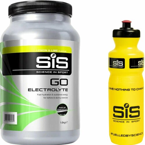 Изотоник SCIENCE IN SPORT (SiS) GO Electrolyte + Бутылочка желтая 1 x 1600 г, Лимон-лайм изотоник science in sport go electrolyte powder лимон лайм 1600 г