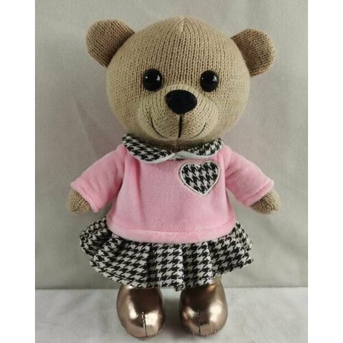 Мягкая игрушка Abtoys Knitted. Мишка вязаный девочка в розовом джемпере 25см M4864